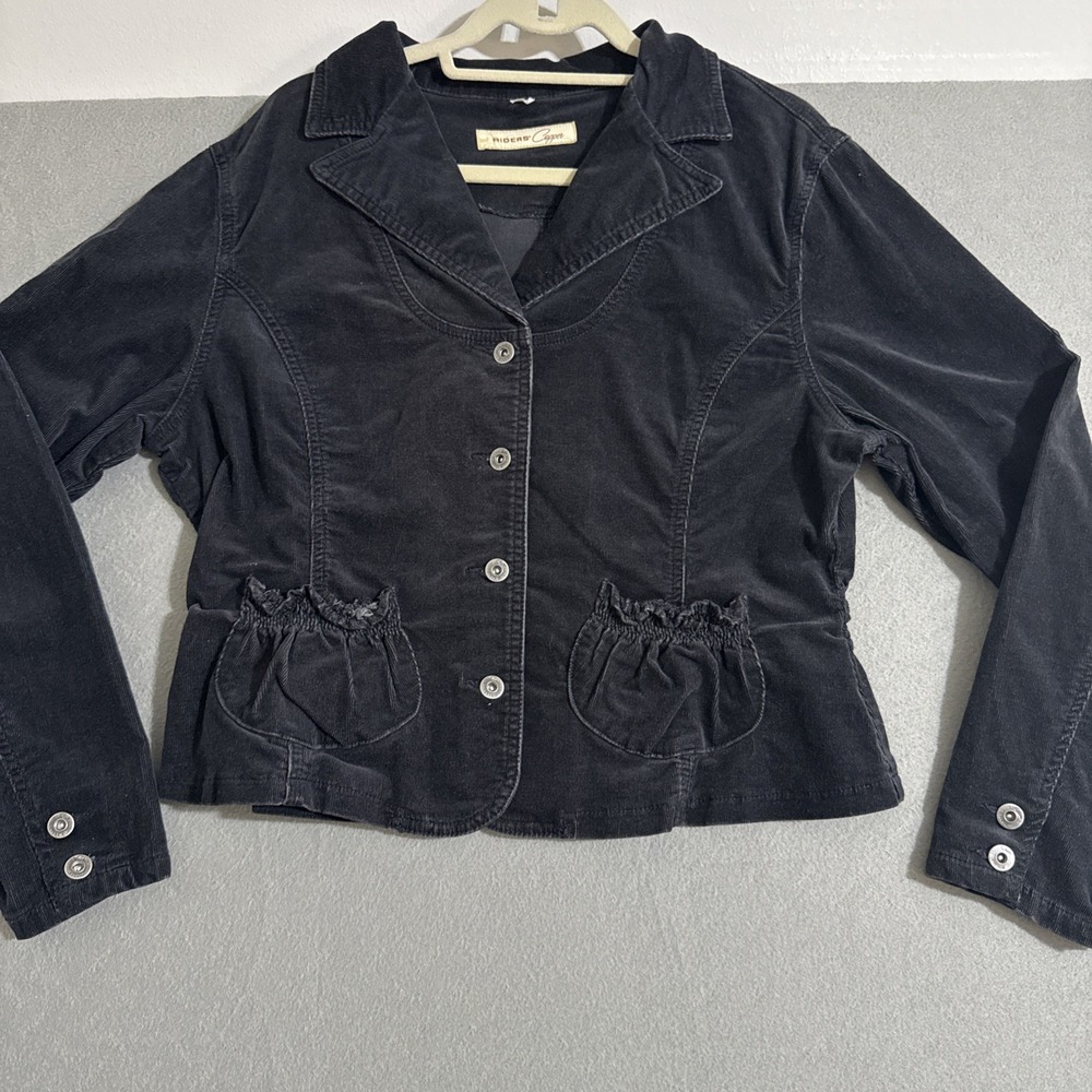 Vtg Women's Coat‎ Black Corduroy XL Button Y2K Western Jacket Victorian Grunge